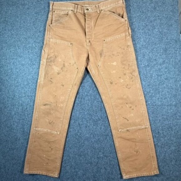 RRL Ralph Lauren Engineer Fit Distressed Carpenter Pant Sz 38x32 Tan Beige Work - Picture 2 of 14